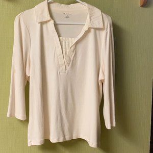 3/4 SLEEVE CREAM TOP KIM ROGERS